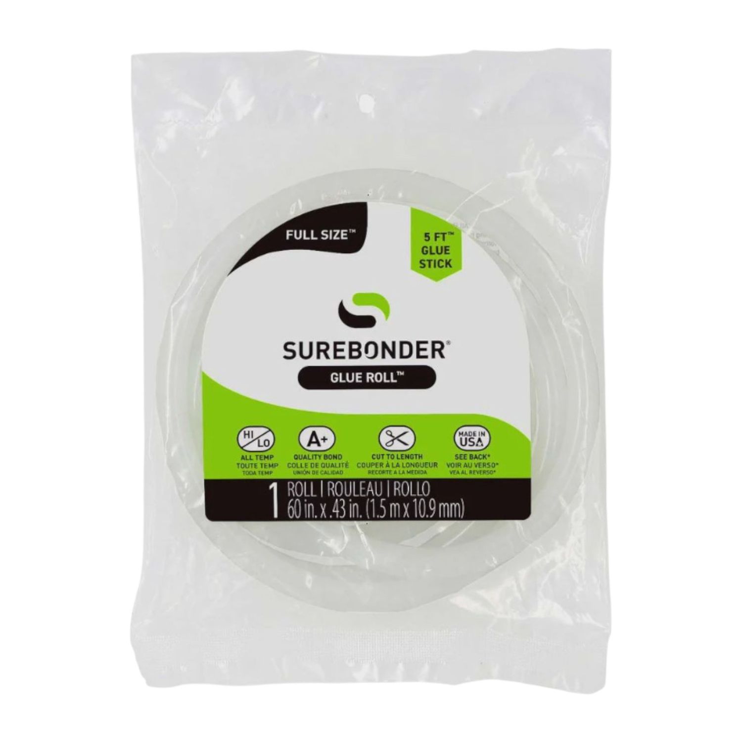 1pc 60" Full Size Hot Glue Stick Roll Clear