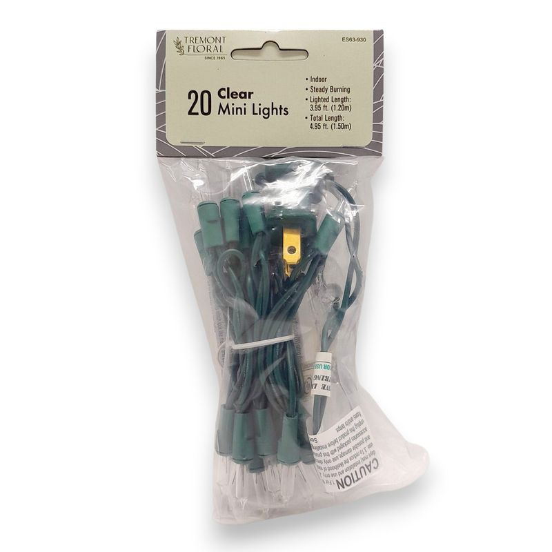 20 Light Green Wire Clear Bulb