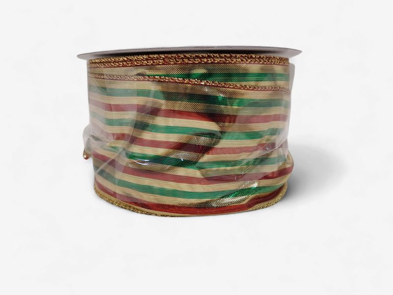 2.5"x25yd Ribbon Red/Green/Gold