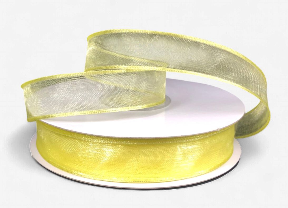 5/8"x25yd Wired Sheer Ribbon Yellow