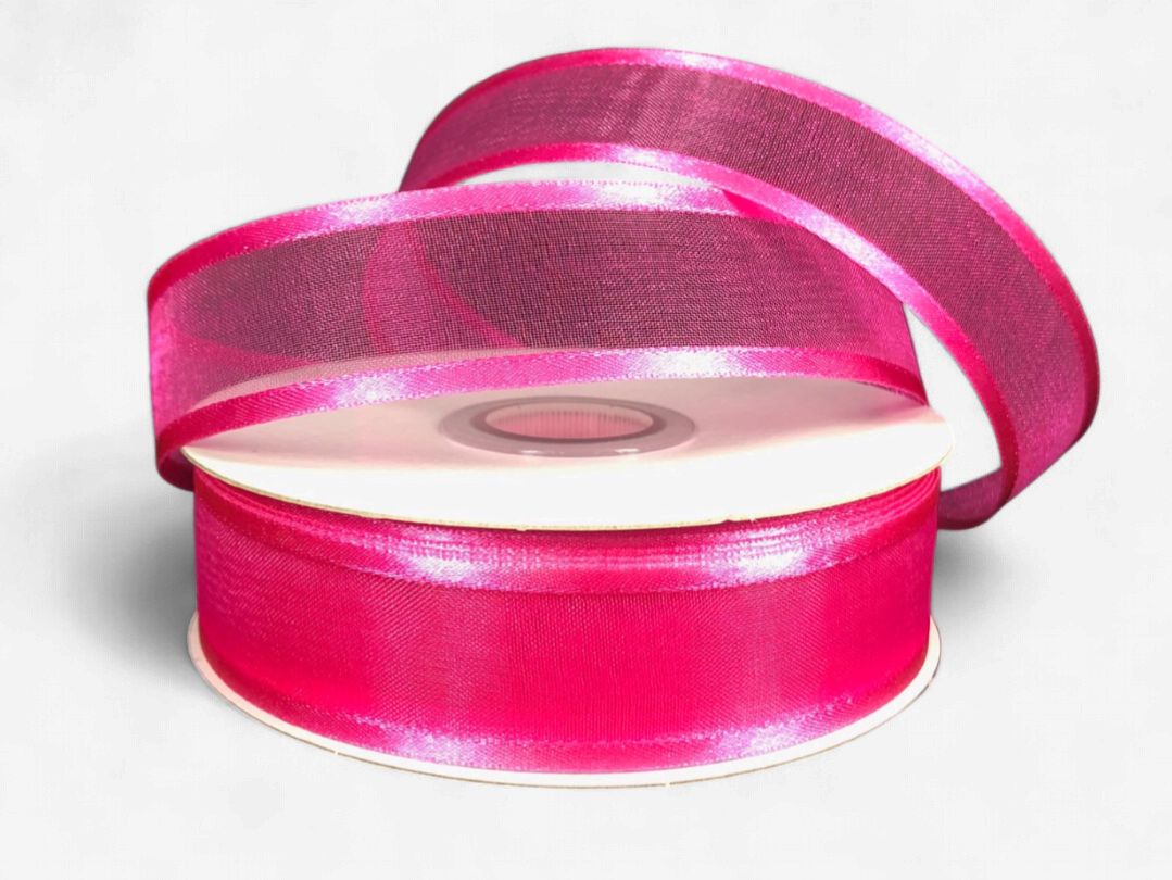 7/8"x25yd Satin Edge Sheer Fuchsia