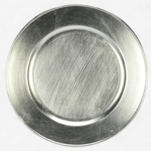 13" Round Plastic Charger Plate Silver