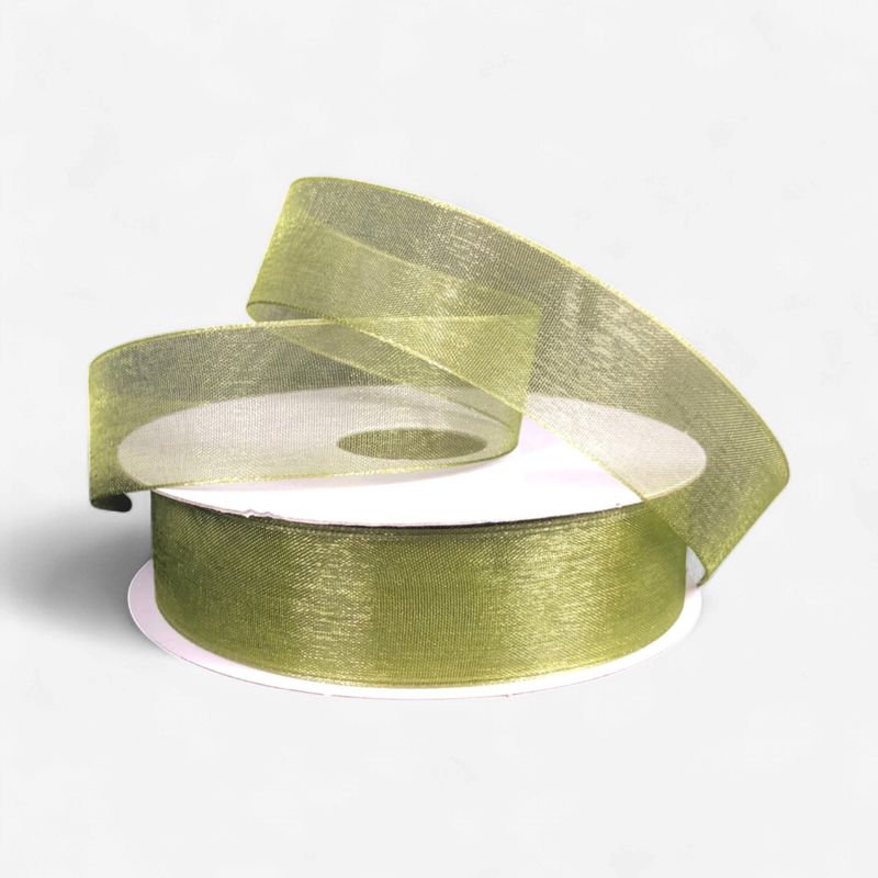7/8"X25yd Organza Ribbon Moss Green
