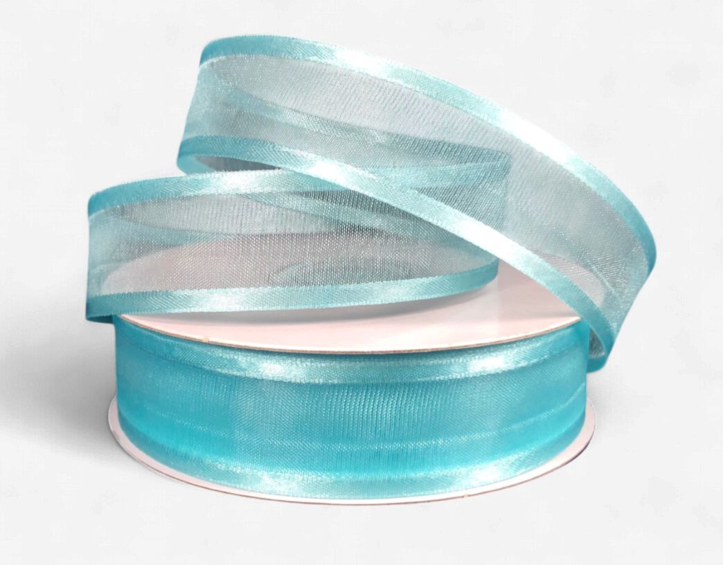 7/8"x25yd Satin Edge Sheer Aqua