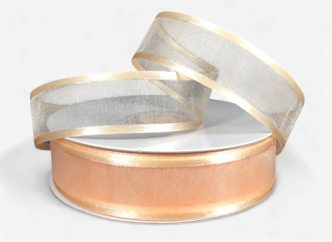 7/8"x25yd Satin Edge Sheer Peach