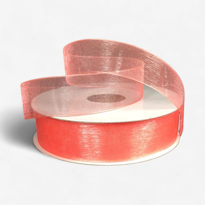 7/8"x25yd Organza Ribbon Coral