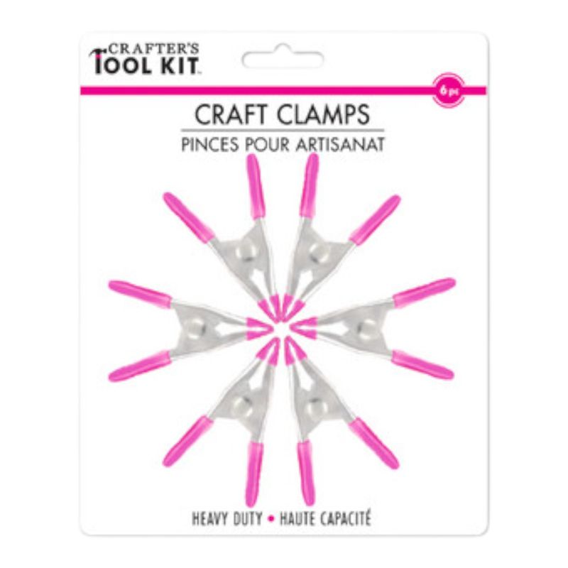 6pc 2" Heavy Duty Craft Clamps Pink
