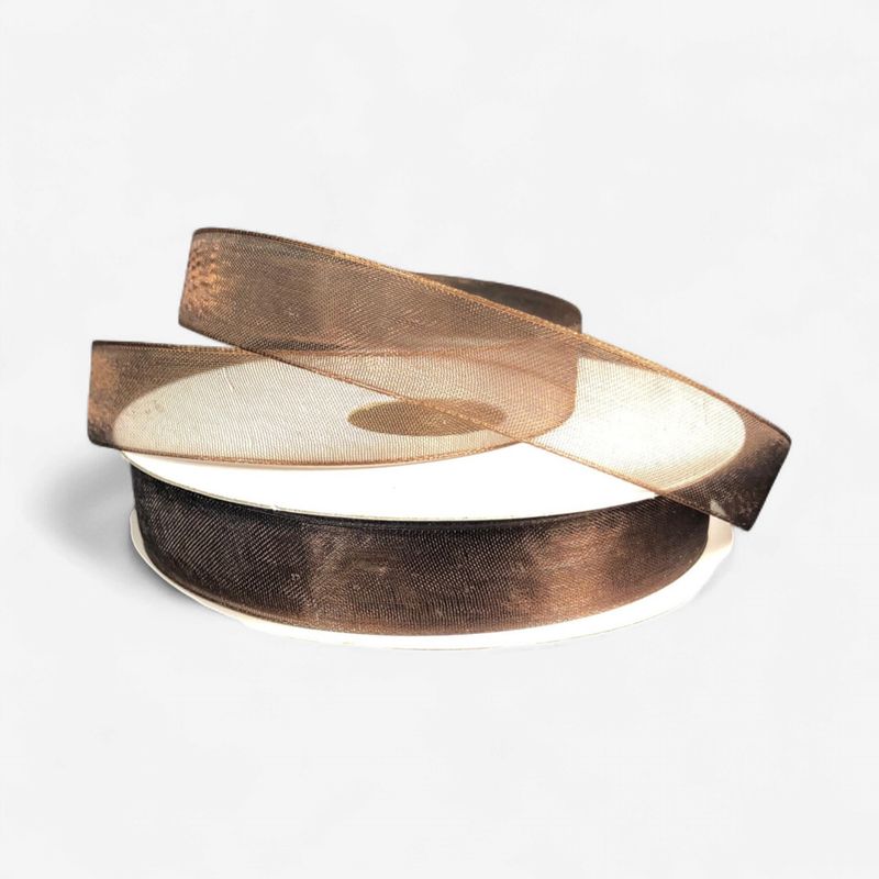 5/8"x25yd Organza Ribbon Chocolate