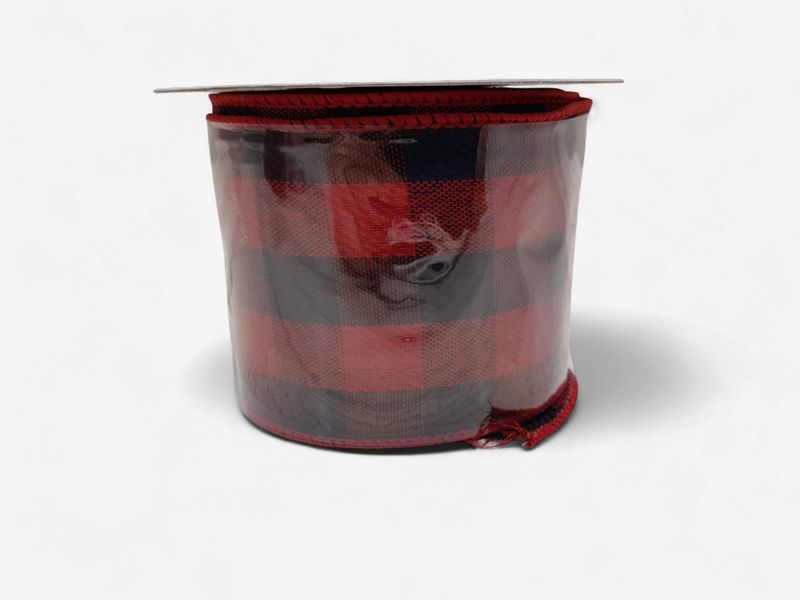 2.5"x10yd Buffalo Check Ribbon Black/Red