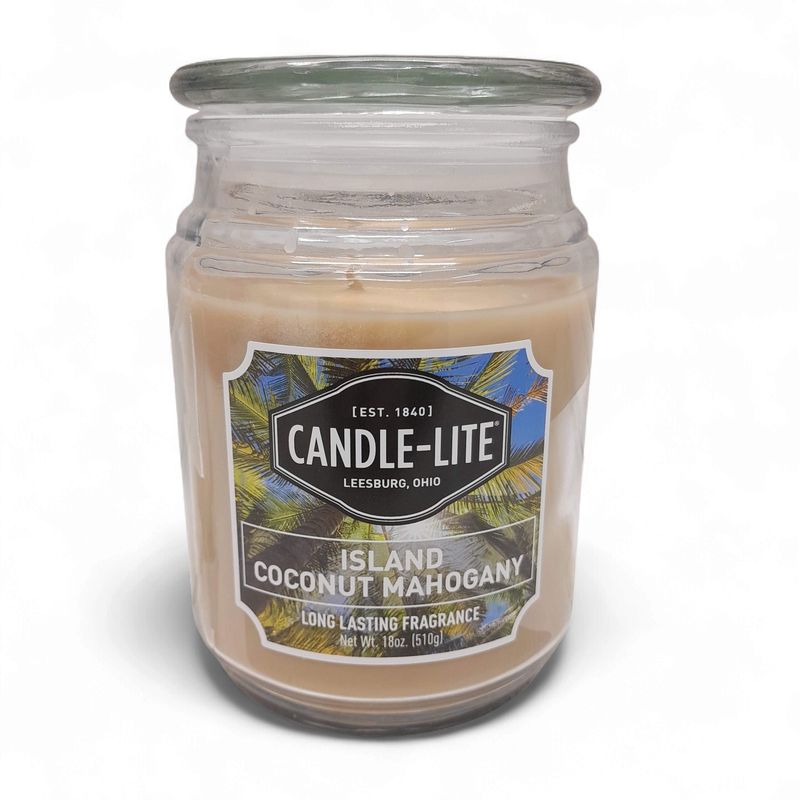 18oz Jar Candle Island Coconut Mahogany