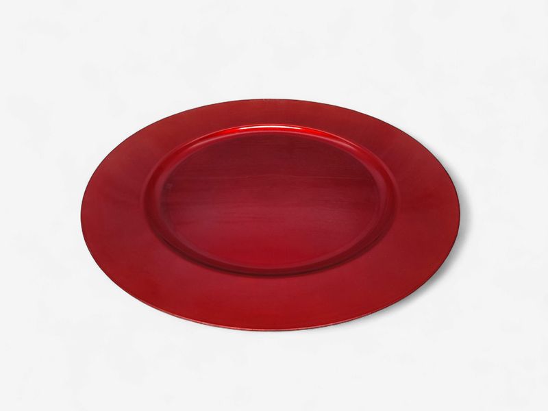 13" Round Plastic Charger Plate  Red