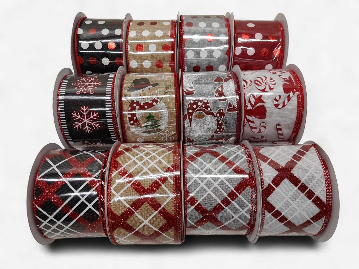 2.5"x10yd Wired Winter Joy Ribbon Assorted