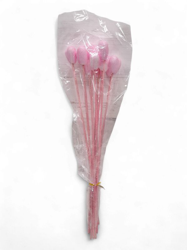 *40mm Solid Glitter Heart Picks 12pc Pink