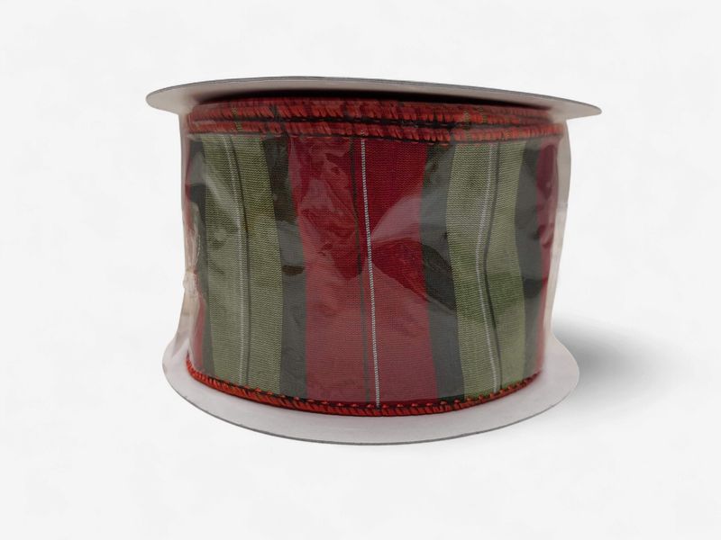 2.5"x10yd Striped Ribbon Red/Green