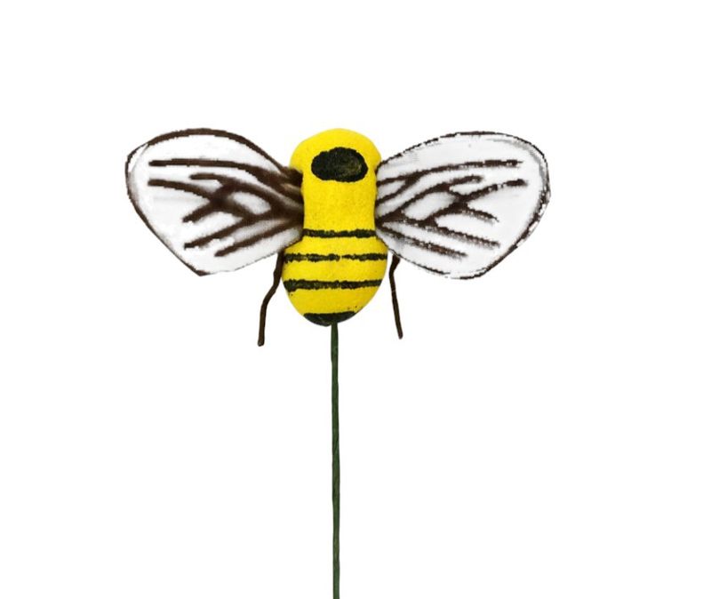 24pc 1" Bee on 4" Wire Yellow/Black