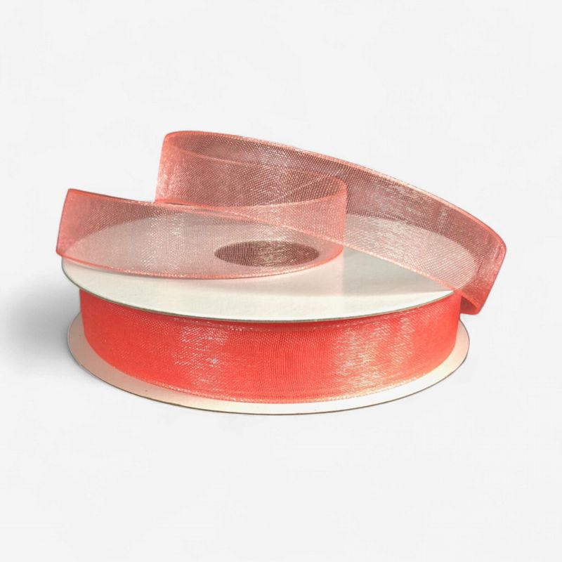 5/8"x25yd Organza Ribbon Coral