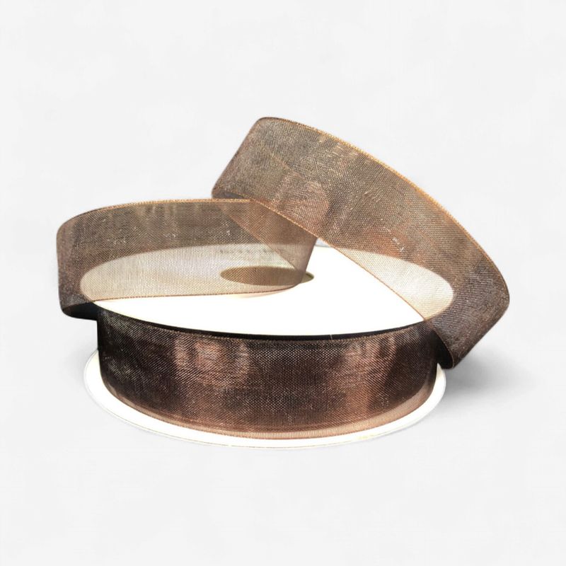 7/8"x25yd Organza Ribbon Chocolate