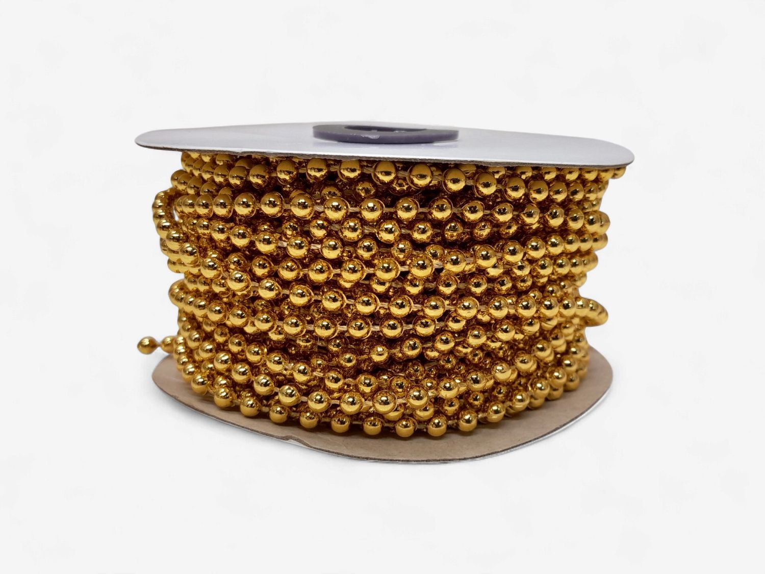 24yd 4mm Plastic  Pearl Strand Gold