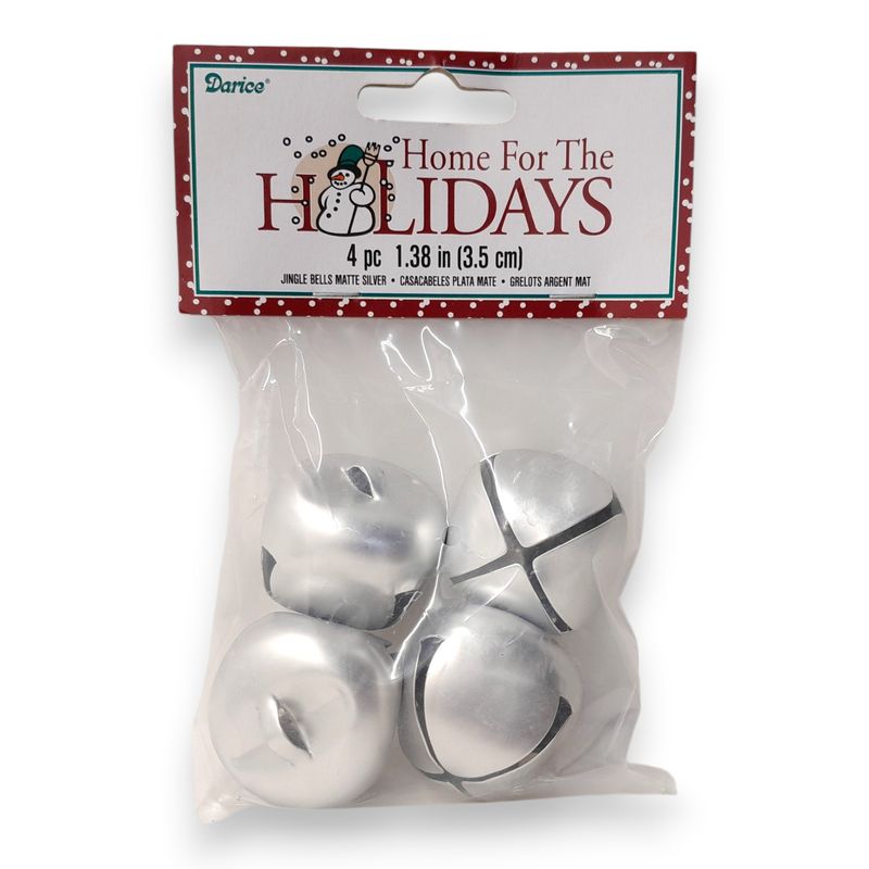 35mm Jingle Bells Matte Silver 4pc