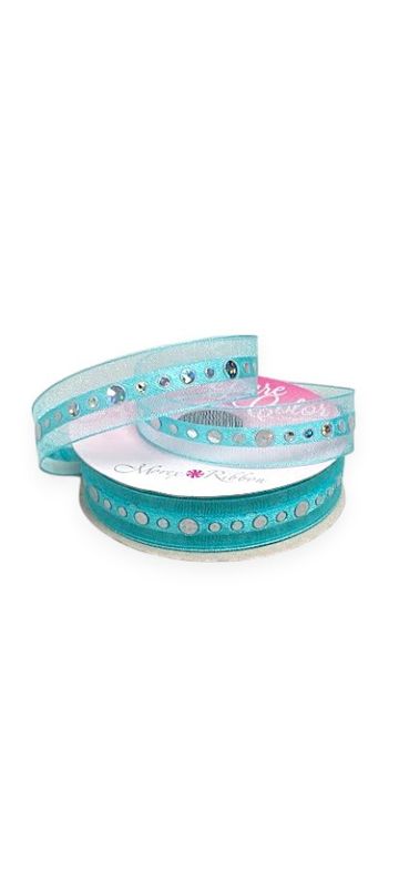 5/8"x3yd Justina Tiara Rhinestone Ribbon Blue