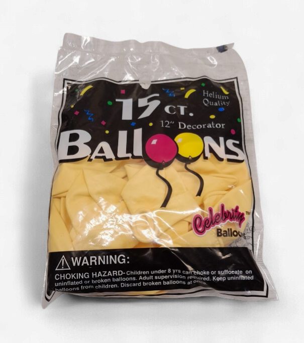 *12" Latex Balloons 15pc Ivory