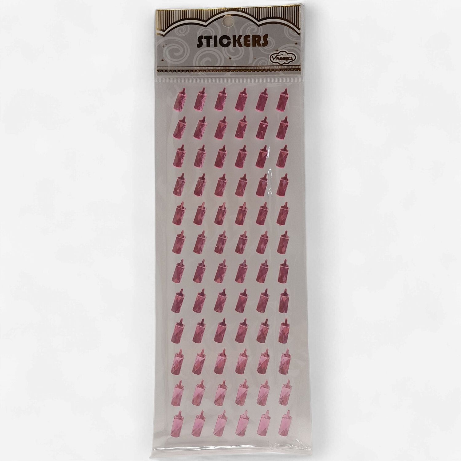 72pc 3/4" Baby Bottle Stickers Pink