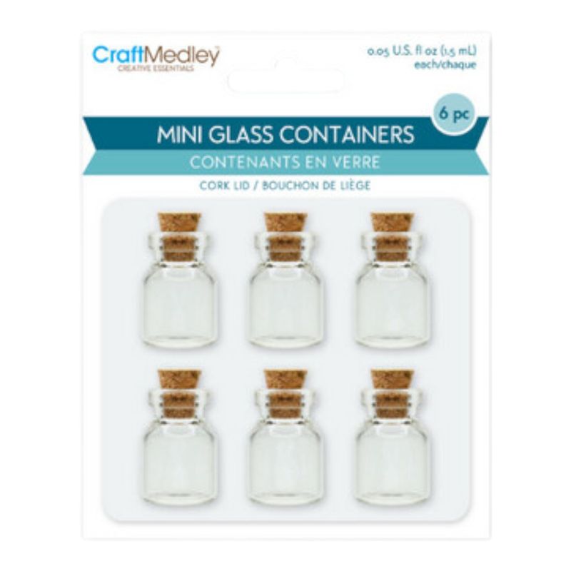 6pc Mini Glass Container w/Cork Lid