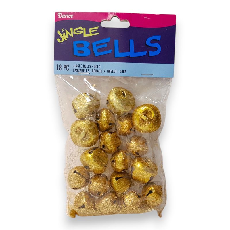 Glitter Jingle Bells Gold 18pc