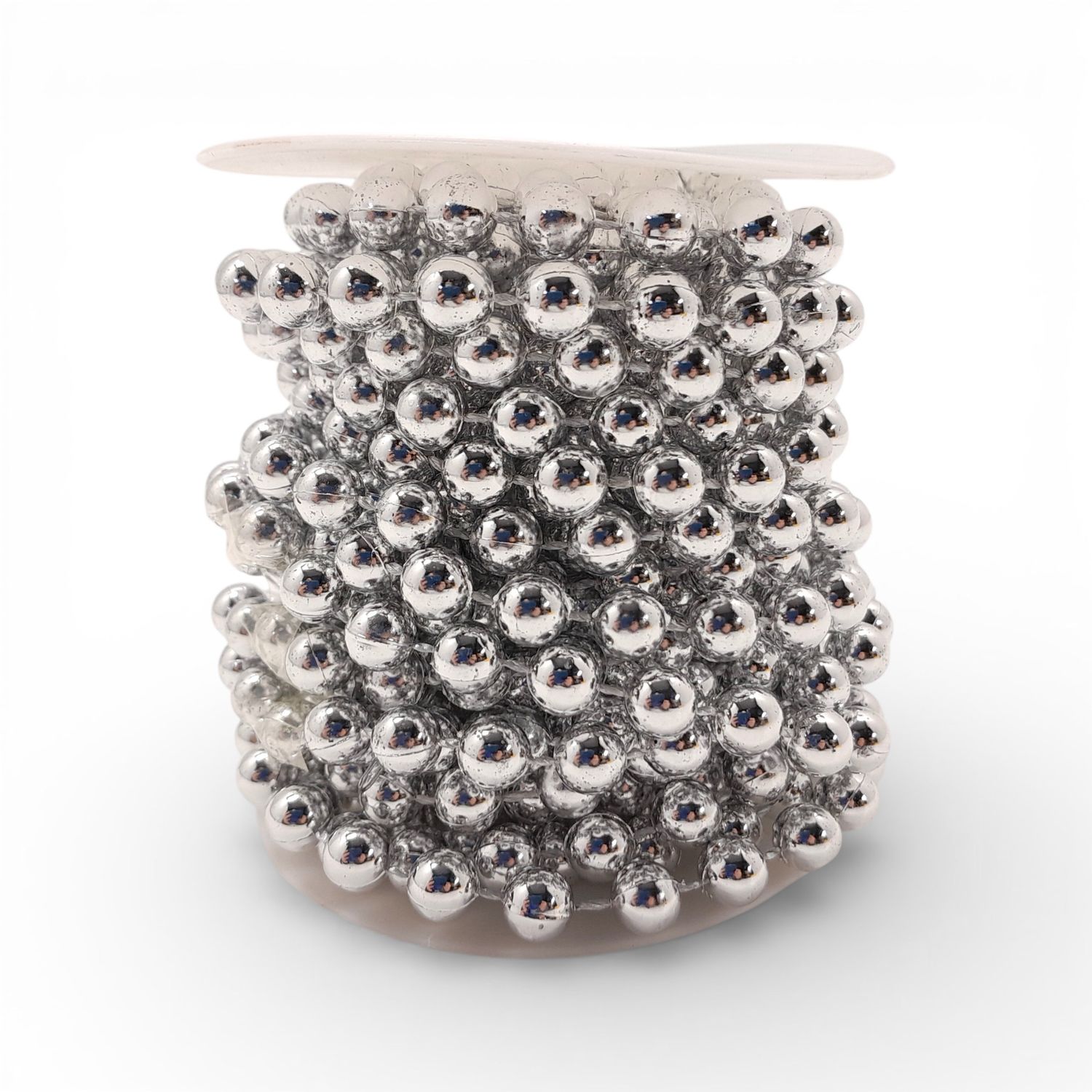 8yd 8mm Plastic  Pearl Strand Silver