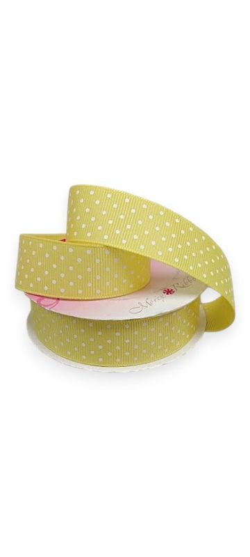 7/8"x5yd Grosgrain Swiss Dot Ribbon Yellow