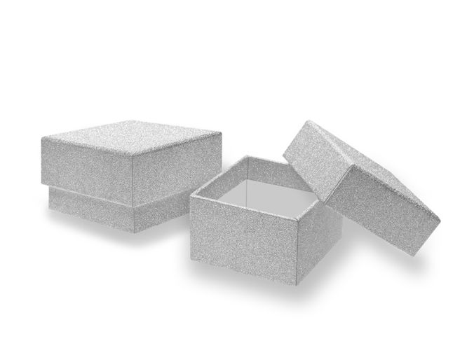 2pc 2.75"x2.75"x1.5" Favor Boxes Silver