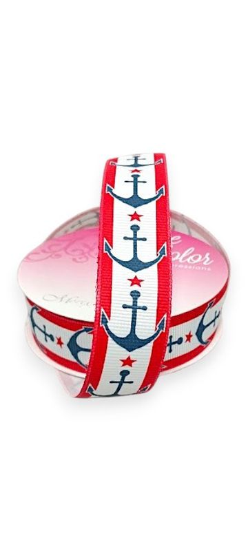 7/8"x4yd Grosgrain Nautical Red/White/Blue