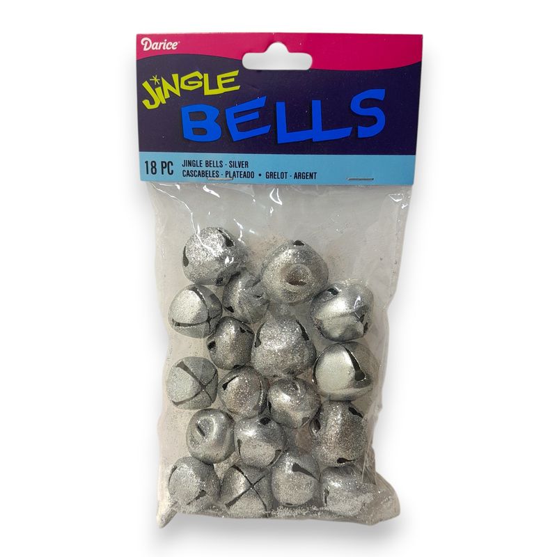 Glitter Jingle Bells Silver 18pc