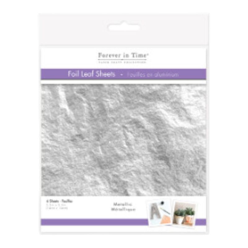 6pc 5.5"x5.5" Foil Leaf Sheets Silver