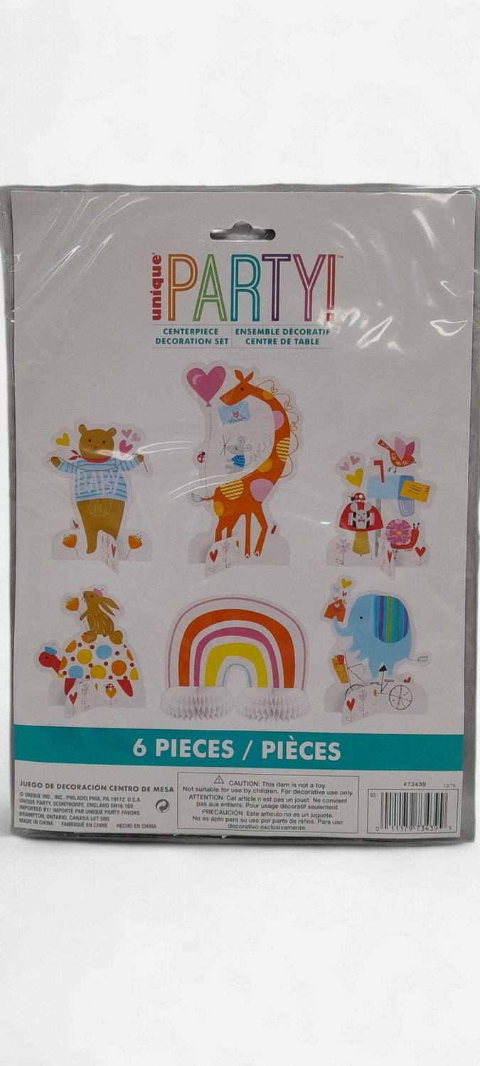 6pc Centerpiece Set Zoo Baby Shower