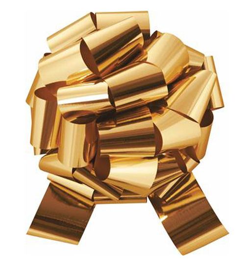 Glitter Pull Bow 5"x16 Loops Gold (1-1/4" Ribbon)
