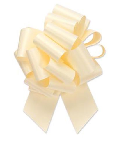 Flora Satin Pull Bow 4"x18 Loops Ivory (7/8" Ribbon)