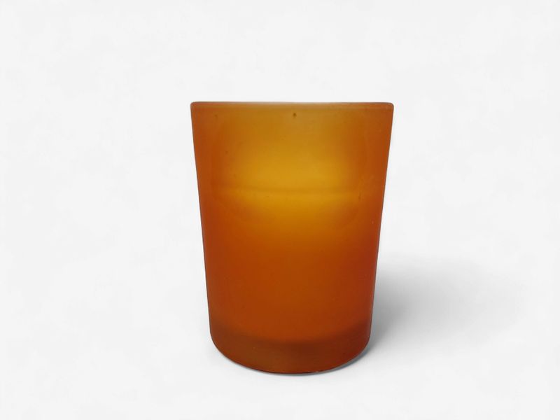 Frosted Glass Filled Votive Amber