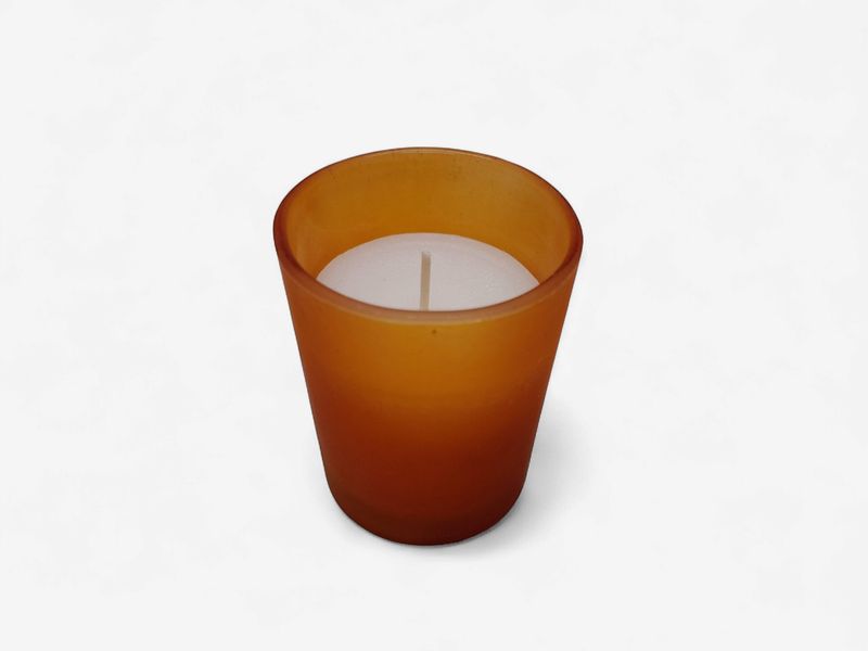 Frosted Glass Filled Votive Amber