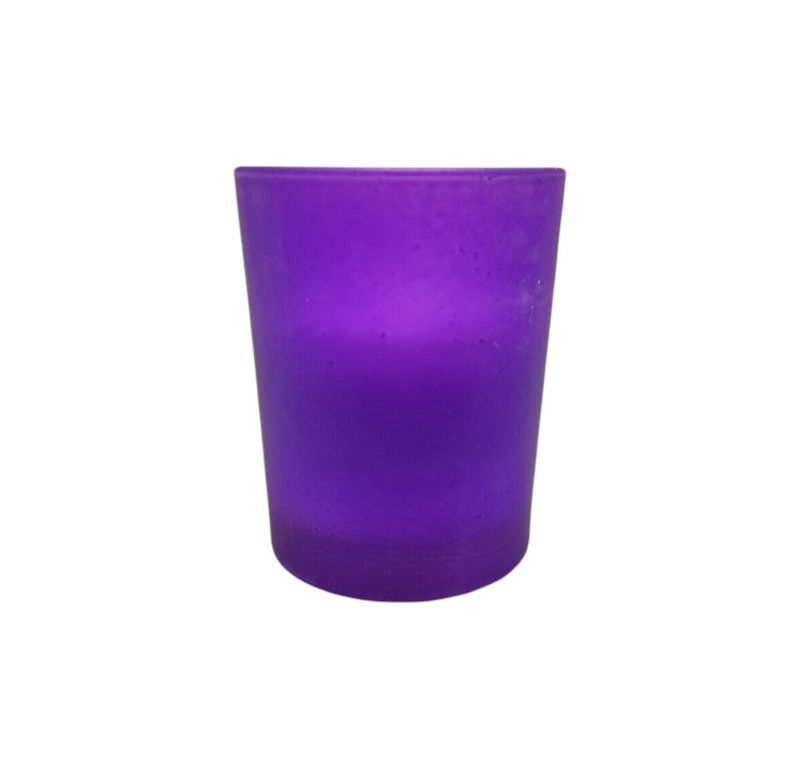 Frosted Glass Filled Votive Purple