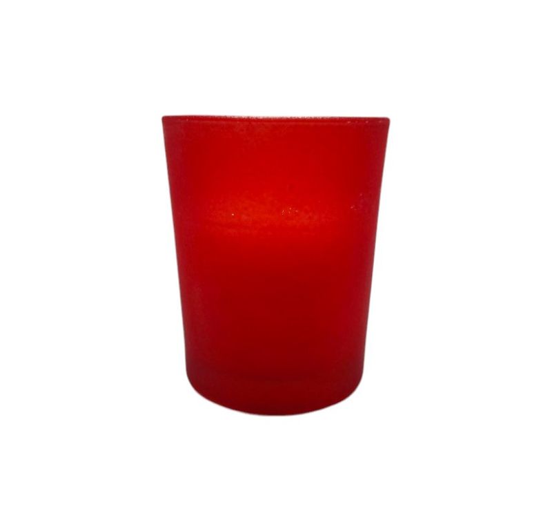 Frosted Glass Filled Votive Red