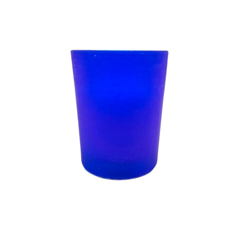 Frosted Glass Filled Votive Blue