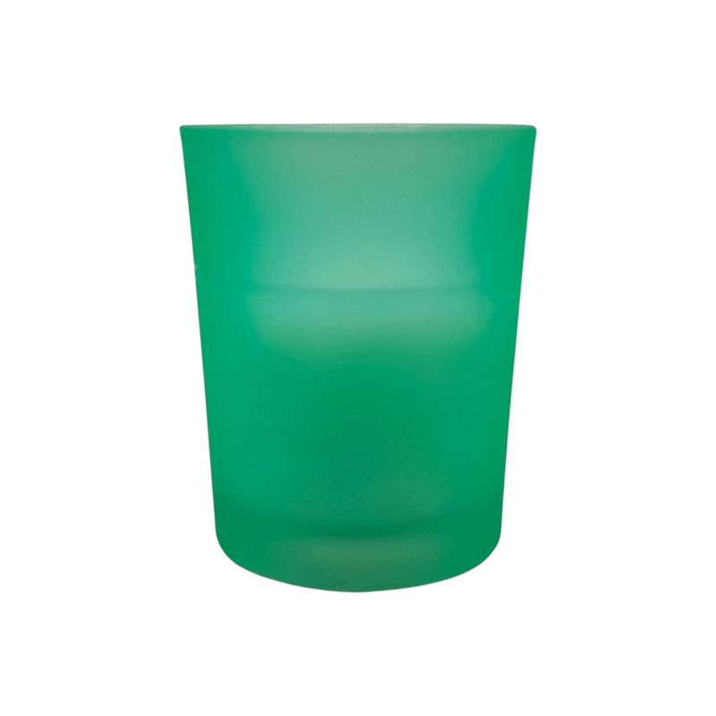 Frosted Glass Filled Votive Green