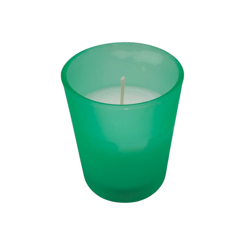 Frosted Glass Filled Votive Green
