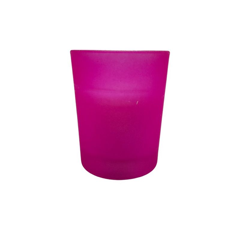Frosted Glass Filled Votive Pink