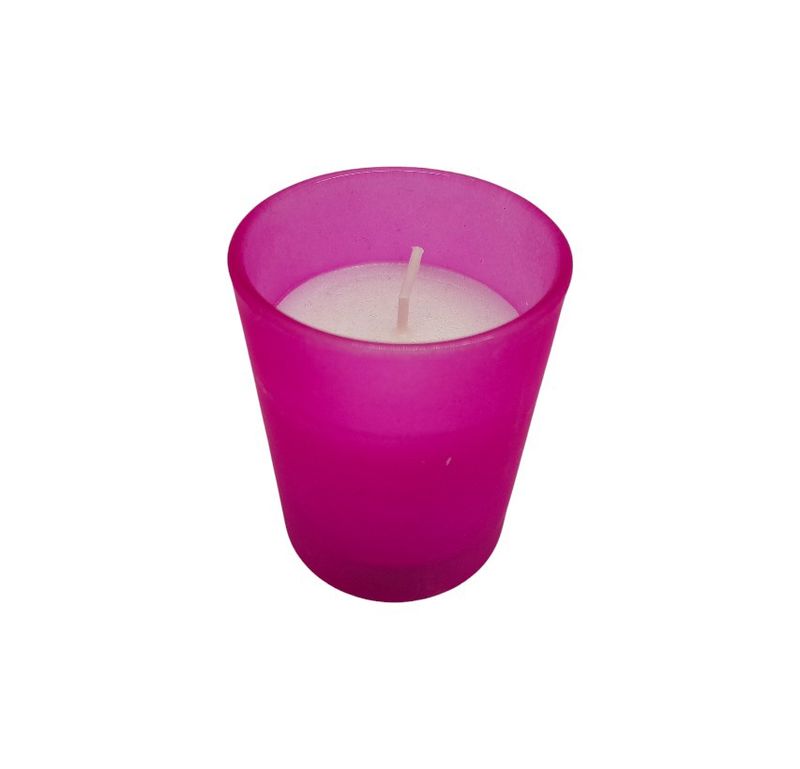 Frosted Glass Filled Votive Pink