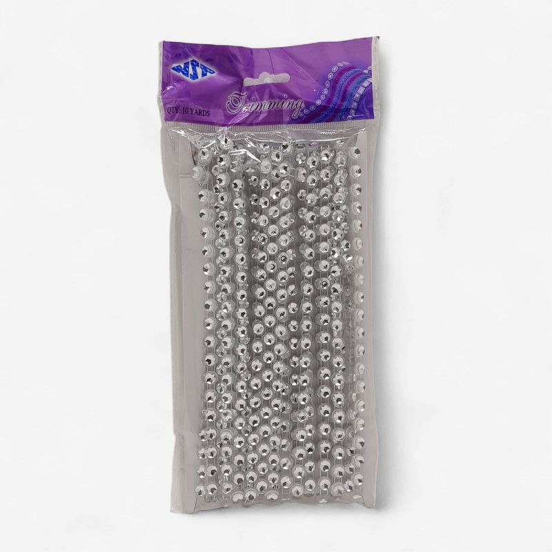 10yd 6mm Single Rhinestone Band Silver