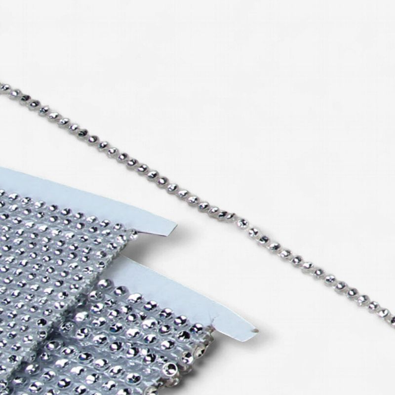 10yd 3mm Single Rhinestone Band Silver