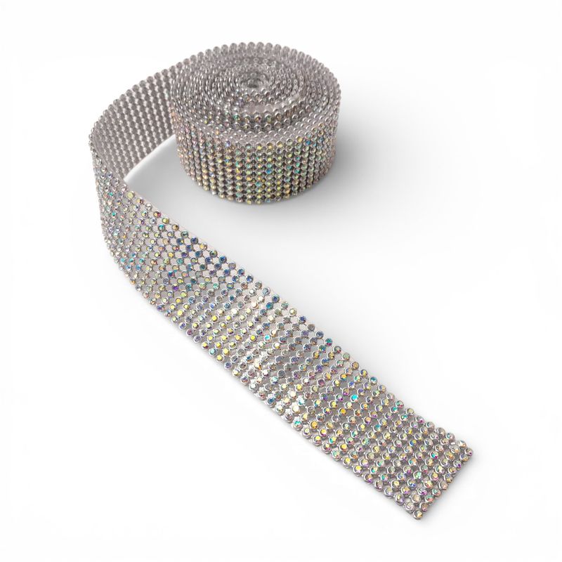 1.25"x2yd Rhinestone Ribbon Iridescent