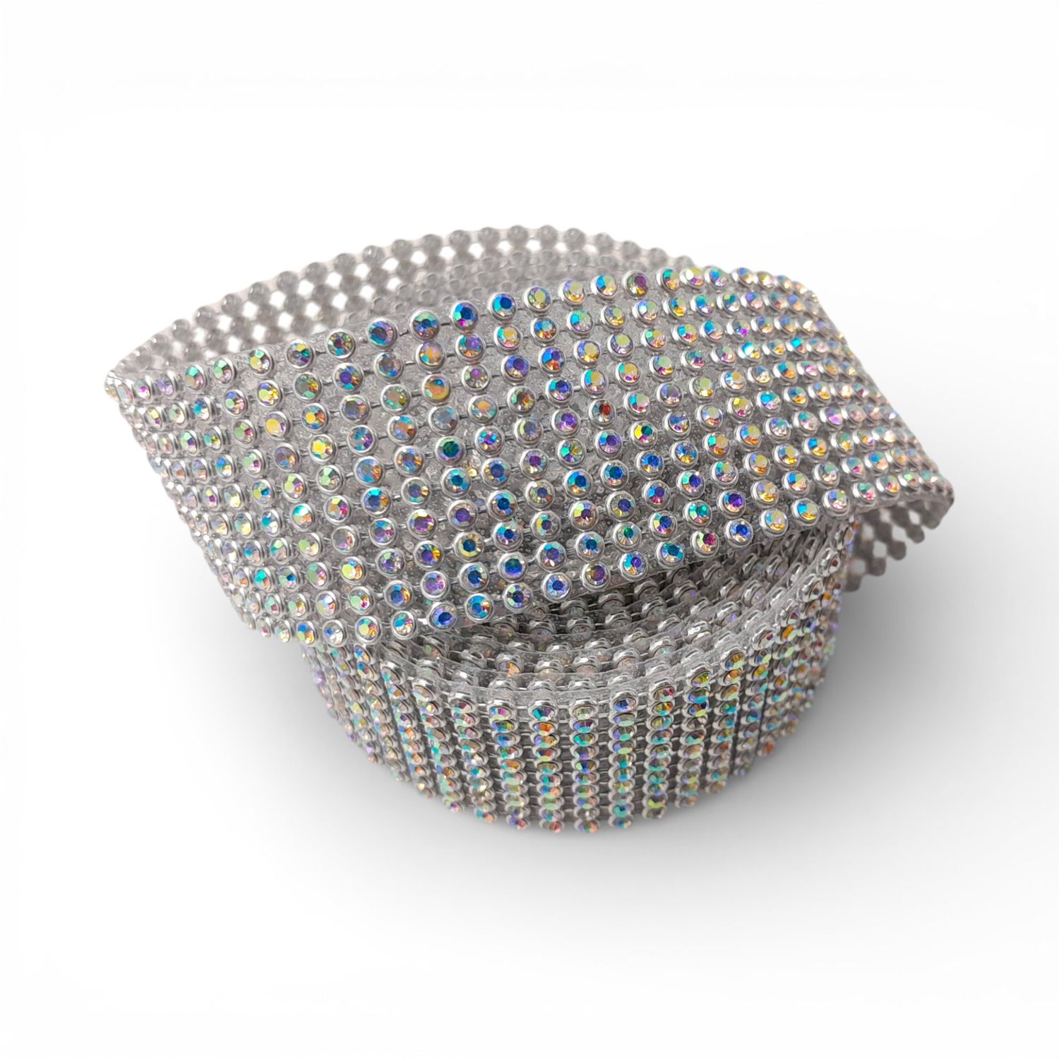 1.25"x2yd Rhinestone Ribbon Iridescent